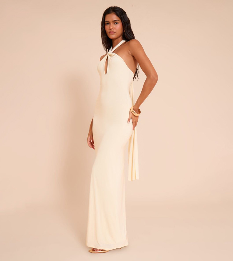 Slinky Keyhole Detail Sleeveless Maxi Dress