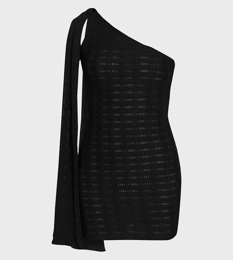 Long Sleeve Pretty Little Thing Black One Shoulder Dress Buy