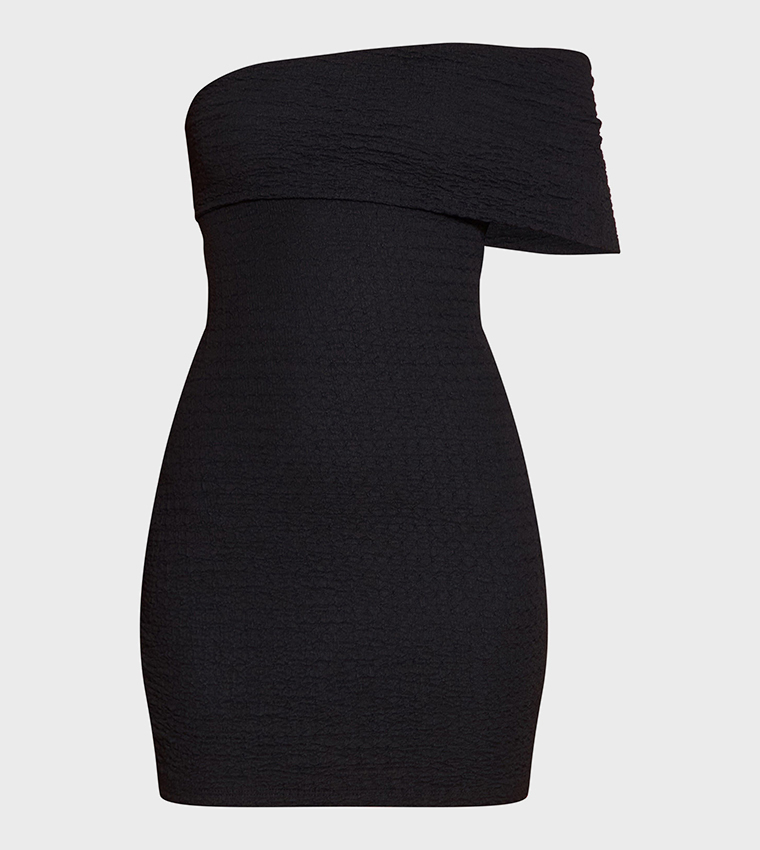 Textured One Shoulder Bodycon Dress