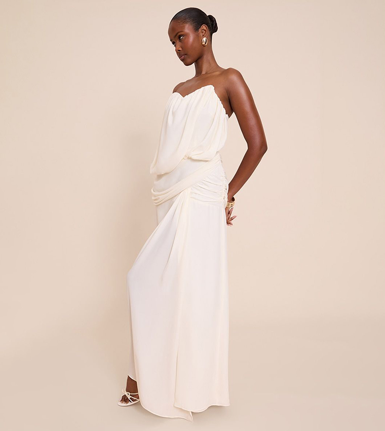 Wired Strapless Drape Maxi Dress