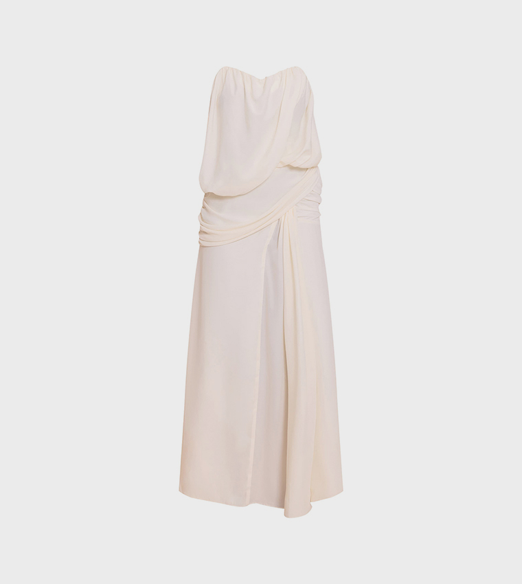 Wired Strapless Drape Maxi Dress