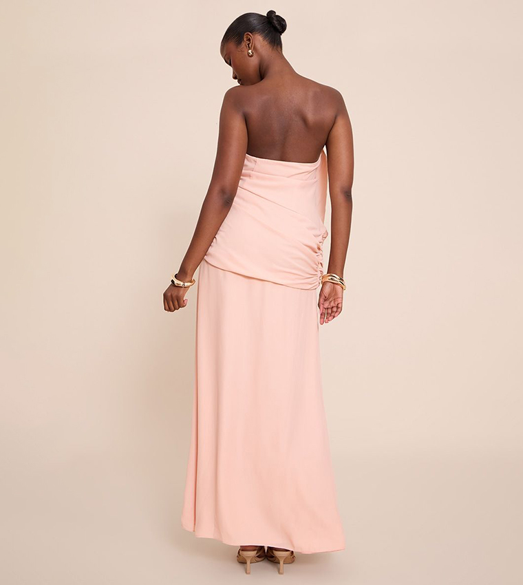 Wired Strapless Drape Maxi Dress