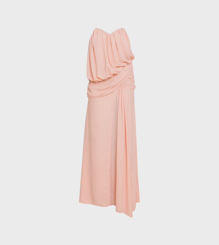 Wired Strapless Drape Maxi Dress