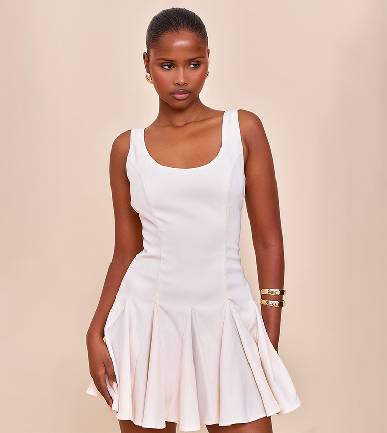 Godet Detail Shift Mini Dress