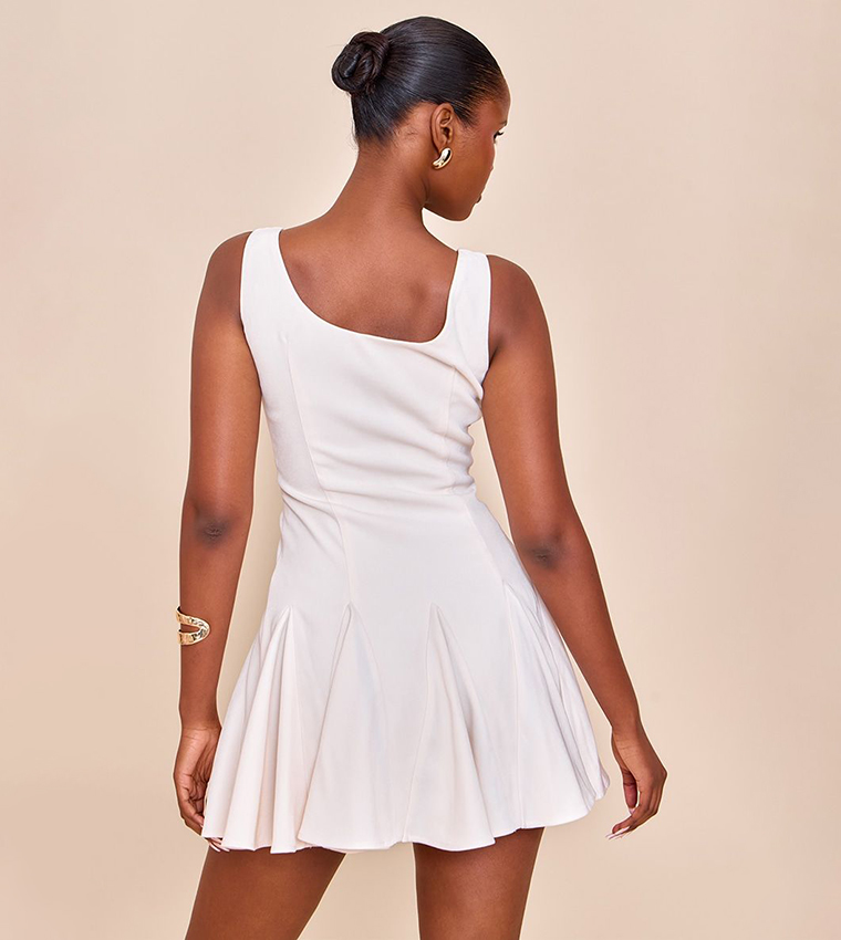 Godet Detail Shift Mini Dress