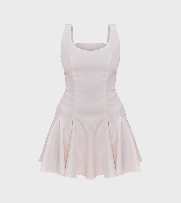 Godet Detail Shift Mini Dress