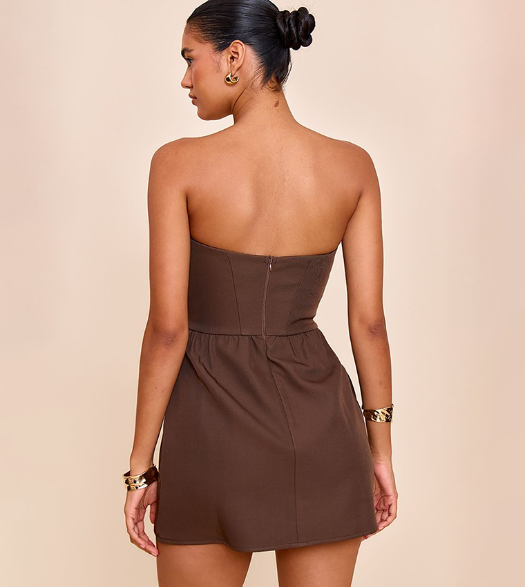 Strapless Pocket Detail Shift Mini Dress