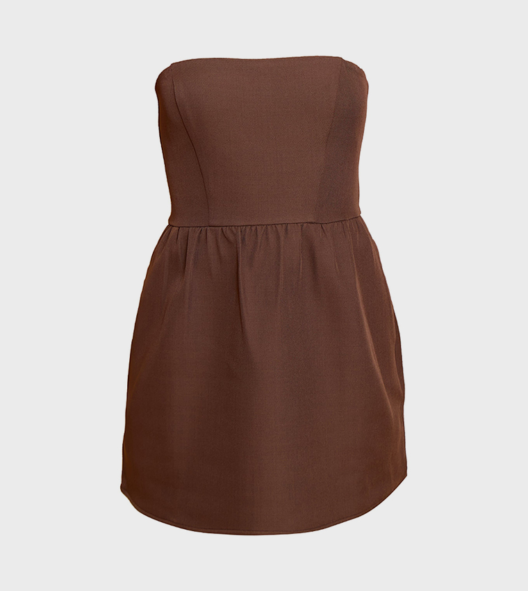 Strapless Pocket Detail Shift Mini Dress