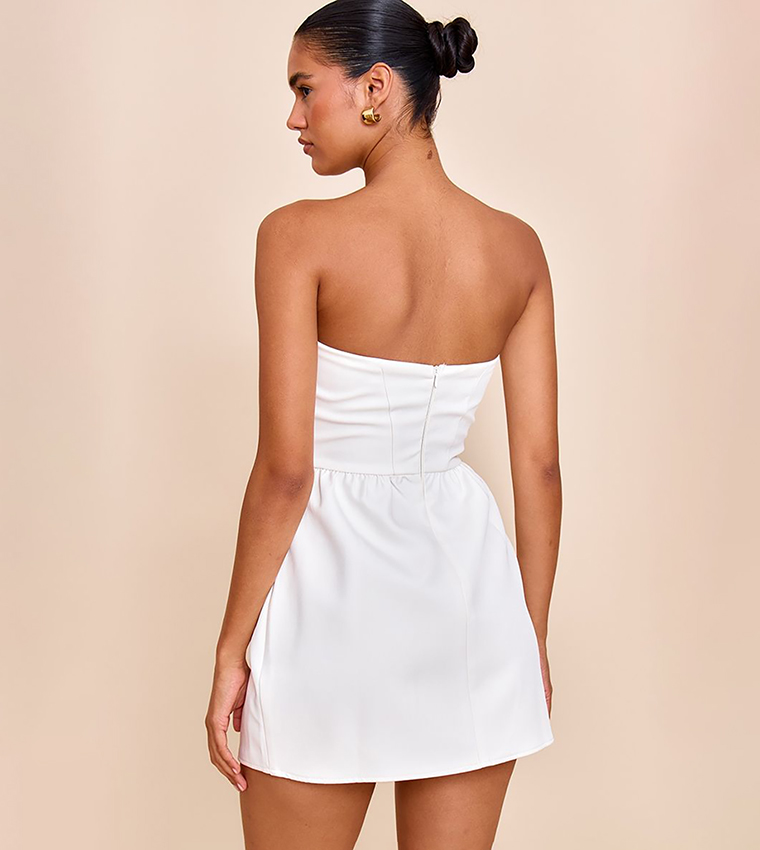 Strapless Pocket Detail Shift Mini Dress