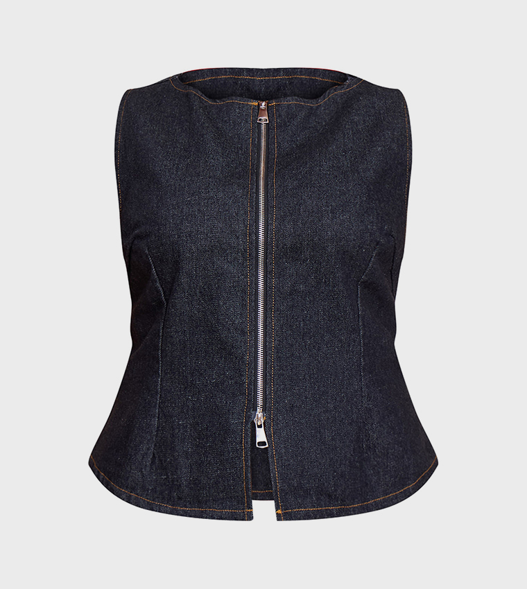 توب جينز مغسول بدون كم بسحاب للمقاسات الكبيرة 