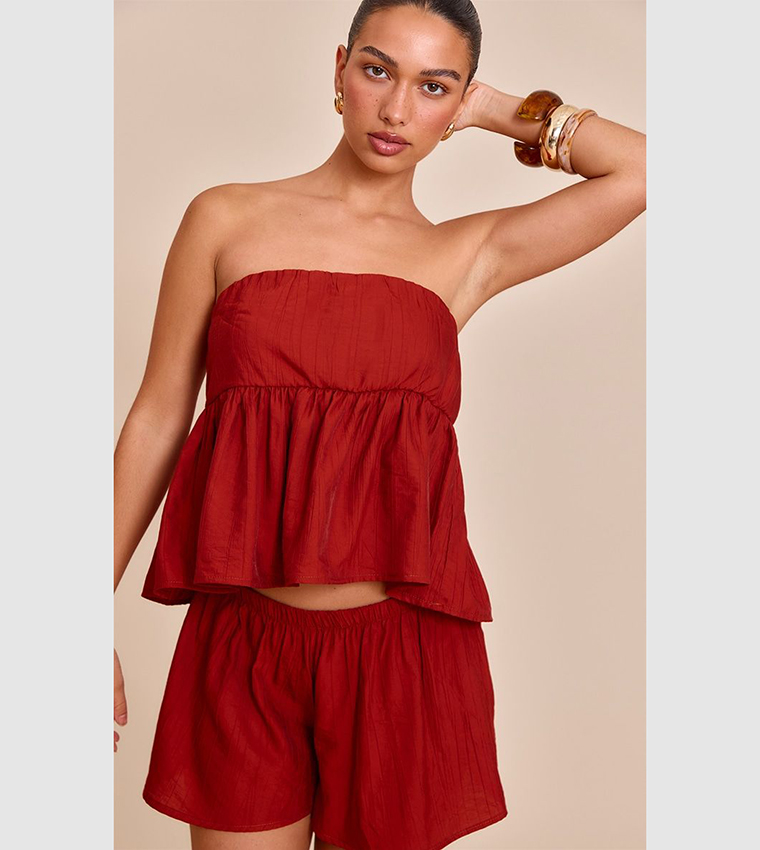 Textured Long Bandeau Top
