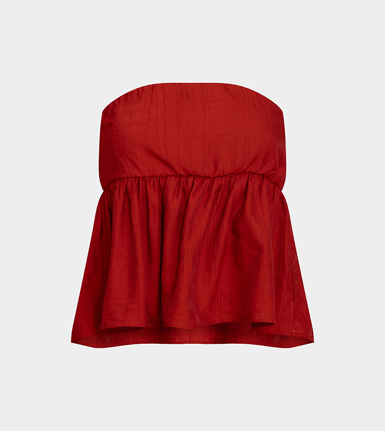Textured Long Bandeau Top