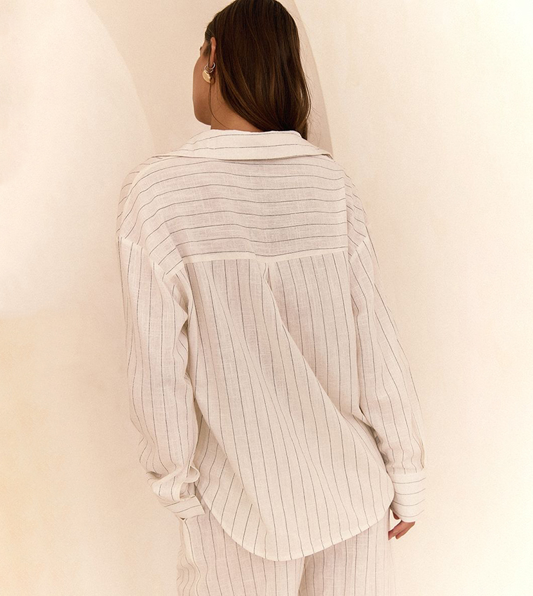 Pinstriped Oversized Long Sleeves Shirt