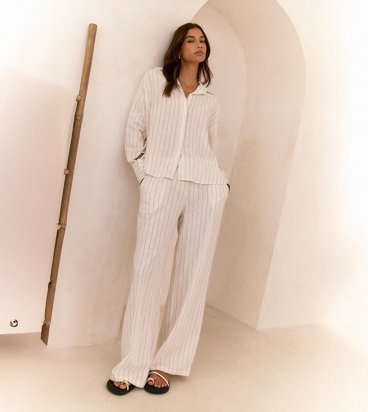 Pinstriped Oversized Long Sleeves Shirt
