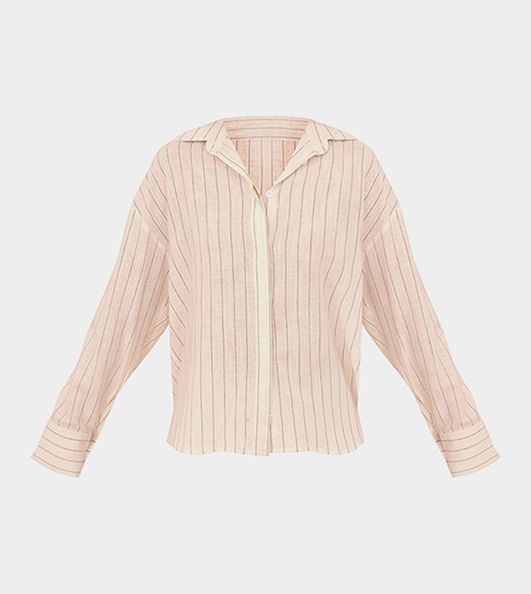 Pinstriped Oversized Long Sleeves Shirt