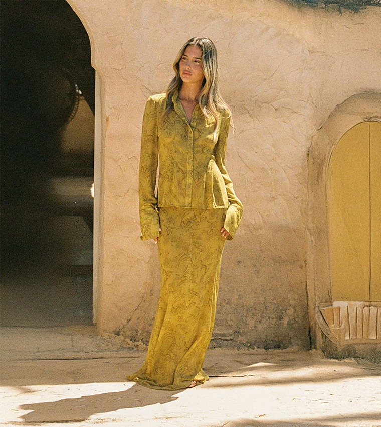 تنورة ماكسي شيفون بطبعة 