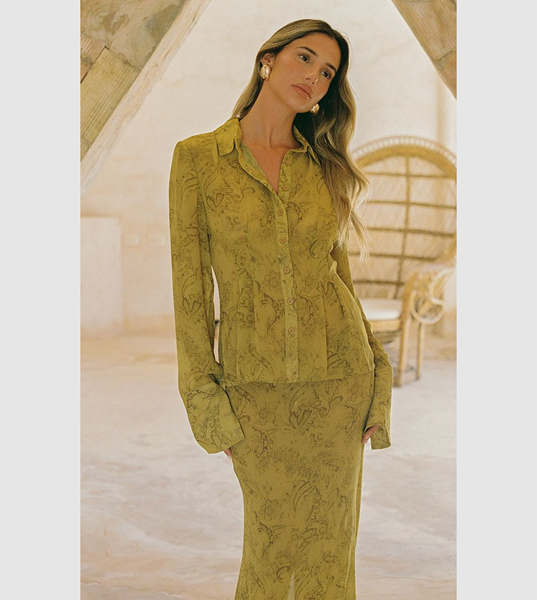 تنورة ماكسي شيفون بطبعة 