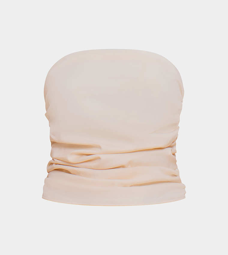 Tailored Woven Ruched Bandeau Top