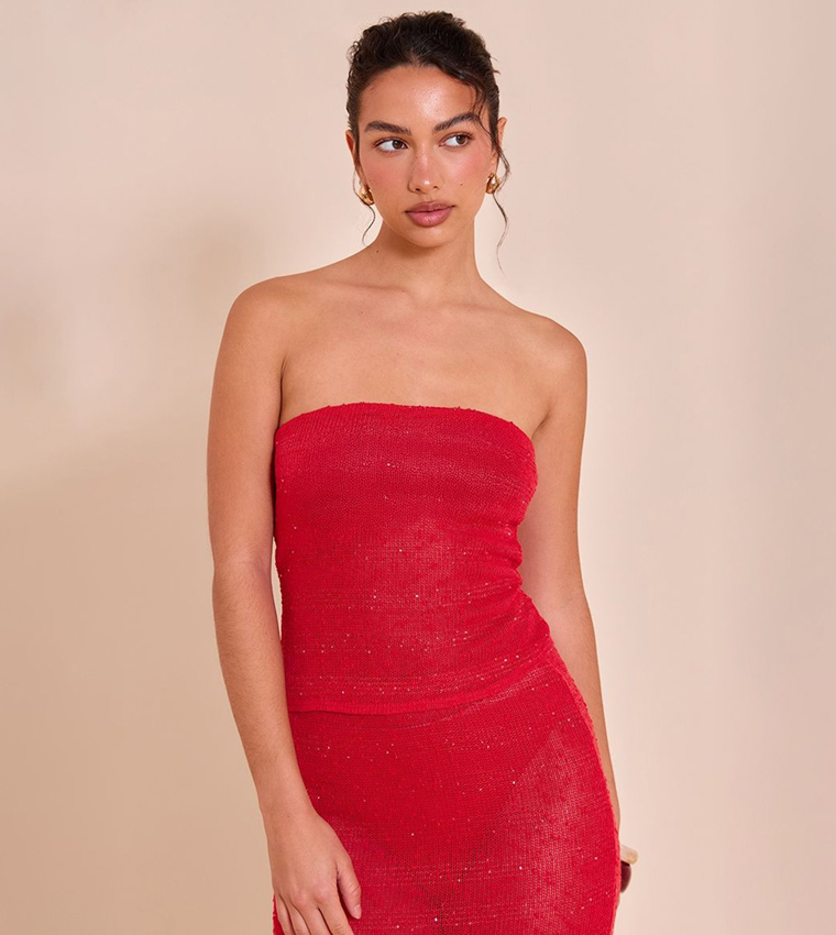 Textured Sequin Bandeau Top
