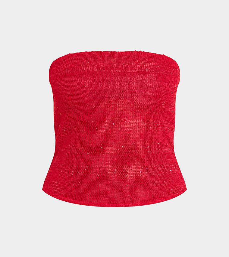 Textured Sequin Bandeau Top