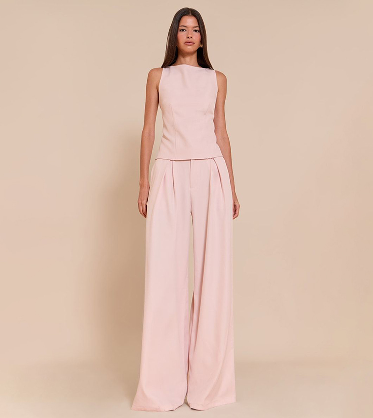 Racer Neck Detail Sleeveless Top