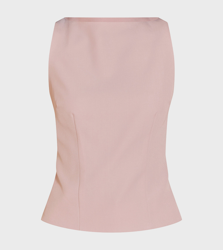 Racer Neck Detail Sleeveless Top