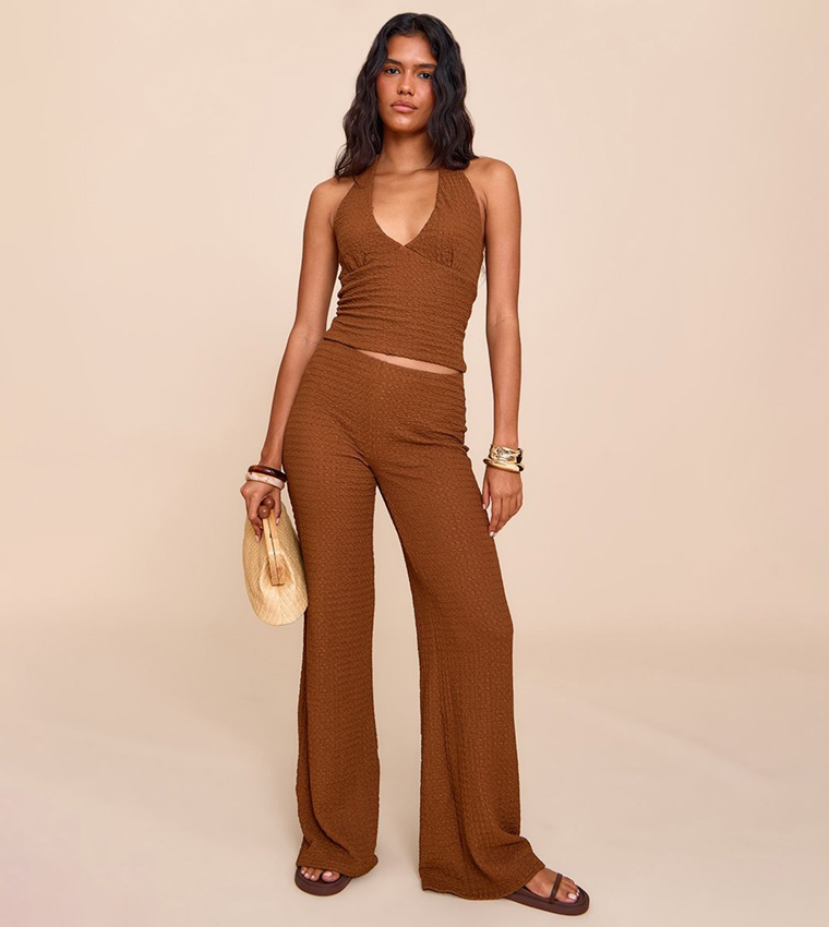 Textured Halterneck Crop Top