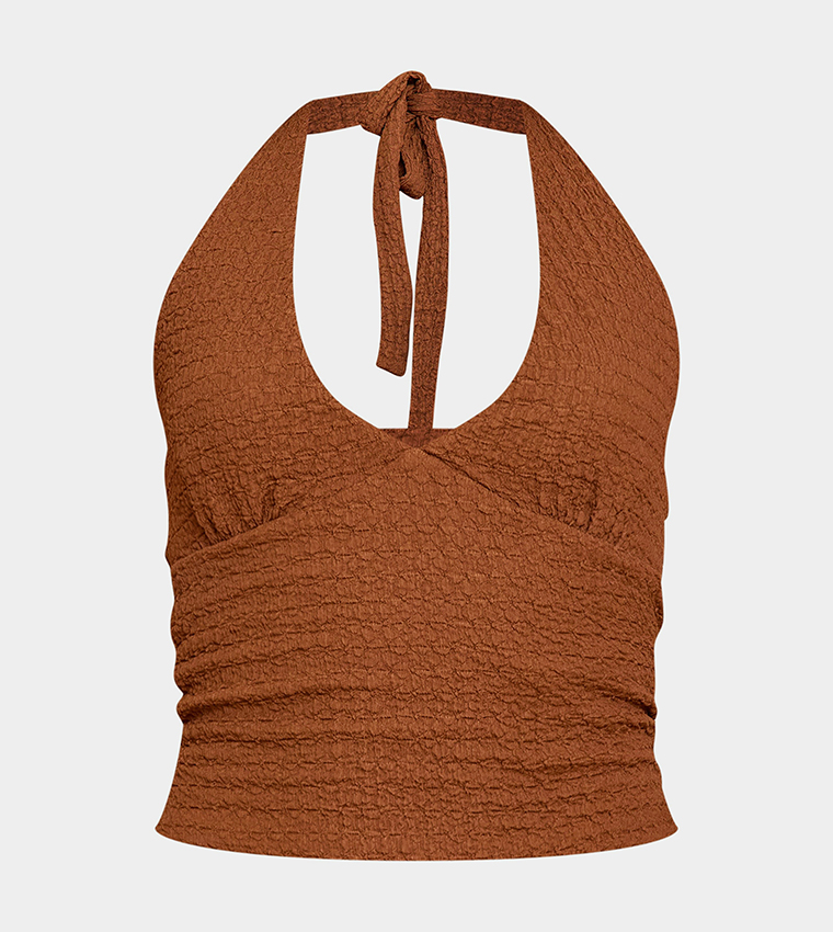 Textured Halterneck Crop Top
