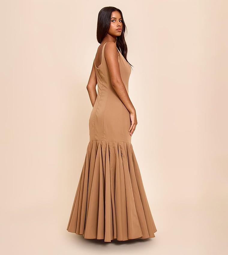 Petite Seam Detail Frill Maxi Dress