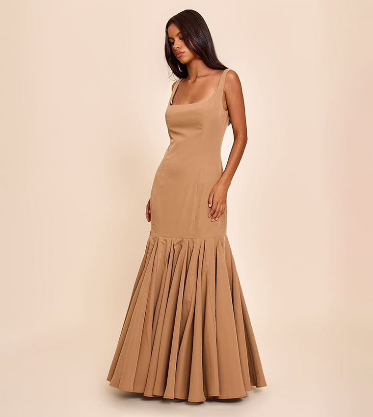 Petite Seam Detail Frill Maxi Dress