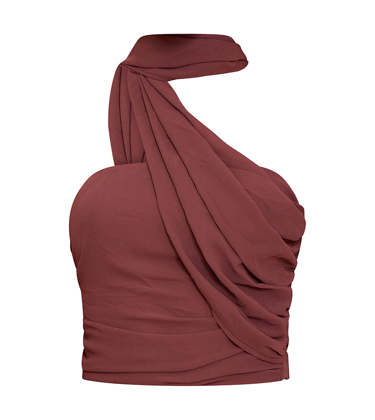 Petite Ruched Scarf Detail Bandeau Top