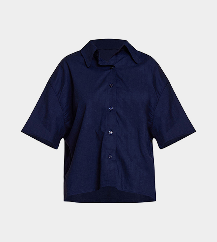 Petite Linen Look Short Sleeves Shirt