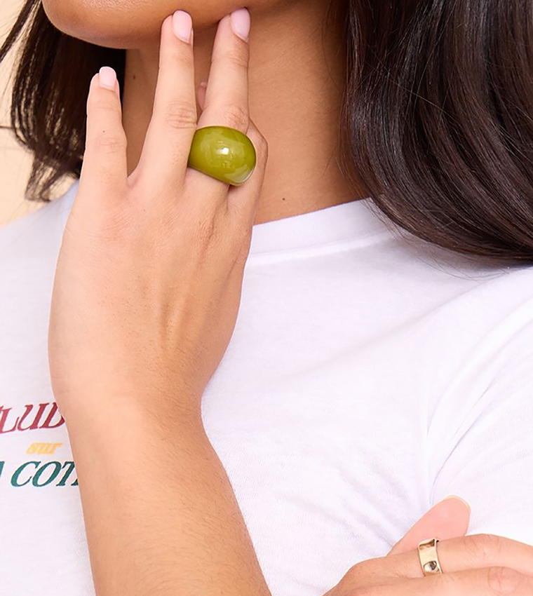 Multipack Gold and Green Resin Rings