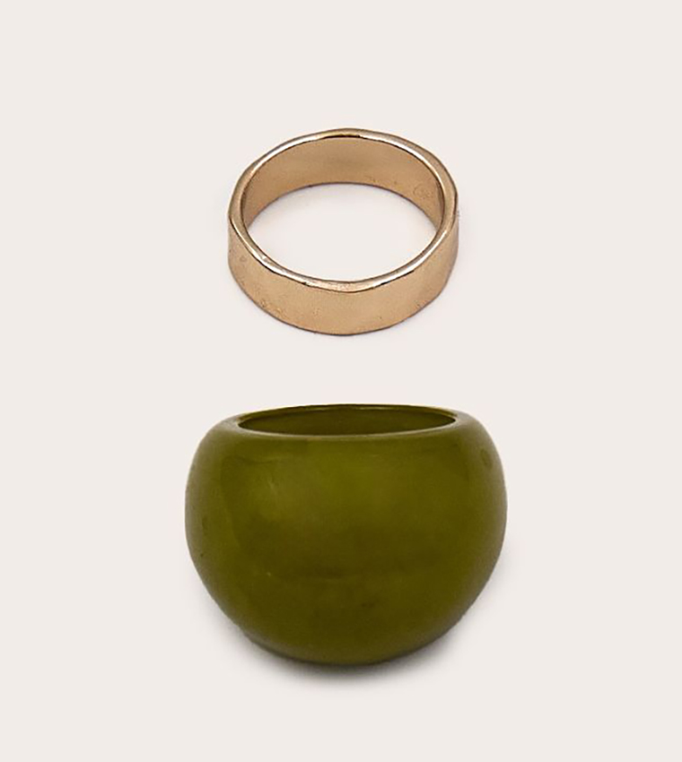 Multipack Gold and Green Resin Rings