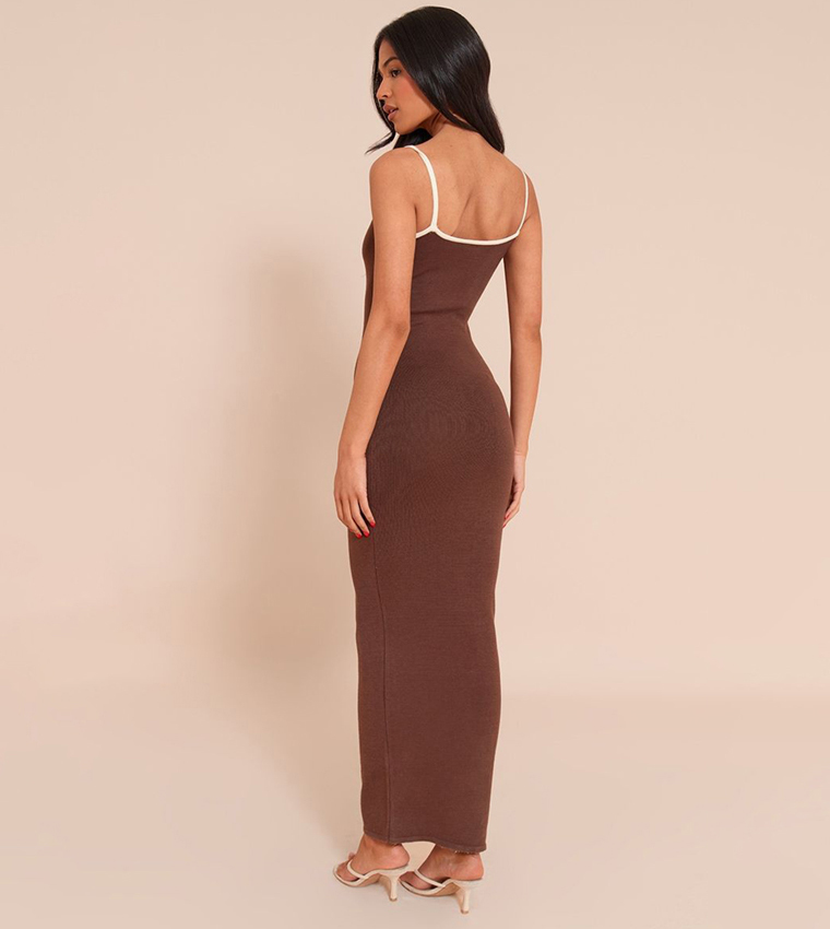 Tall Contrast Trim Knit Maxi Dress