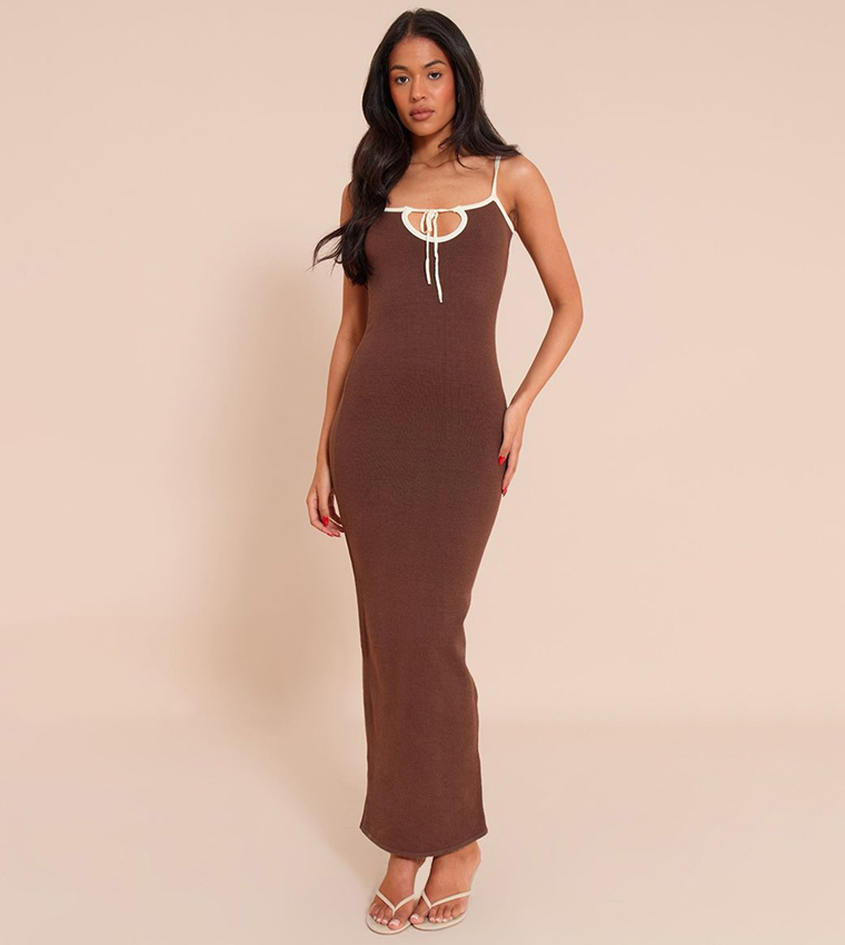 Tall Contrast Trim Knit Maxi Dress