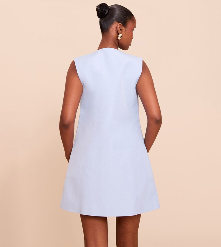 Tailored Woven Button Down A-Line Mini Dress