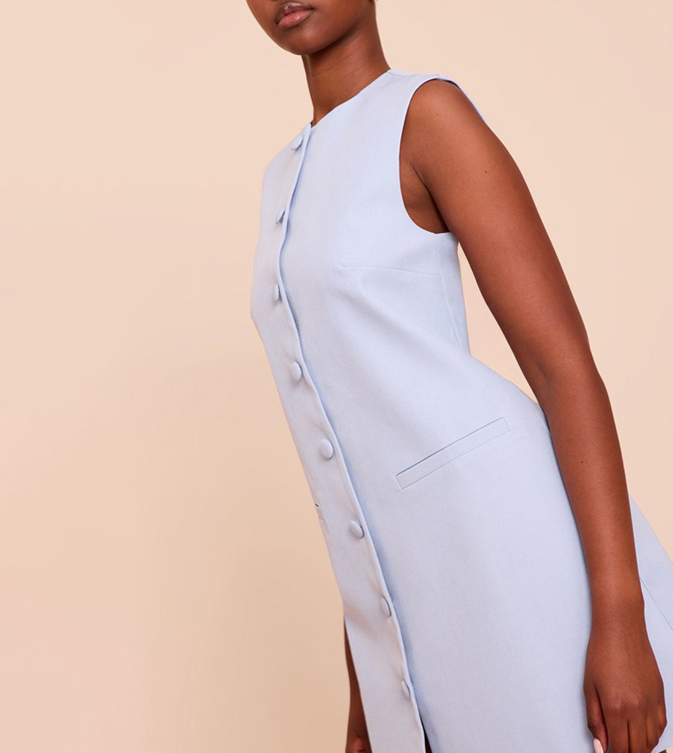 Tailored Woven Button Down A-Line Mini Dress