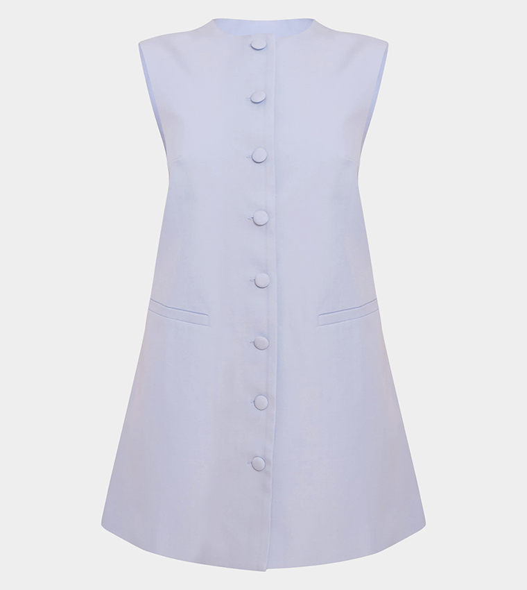 Tailored Woven Button Down A-Line Mini Dress