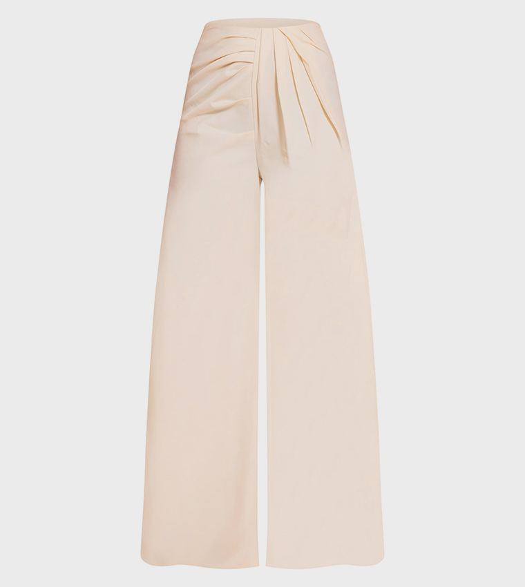 Pleated Detail Wide Leg Trousers