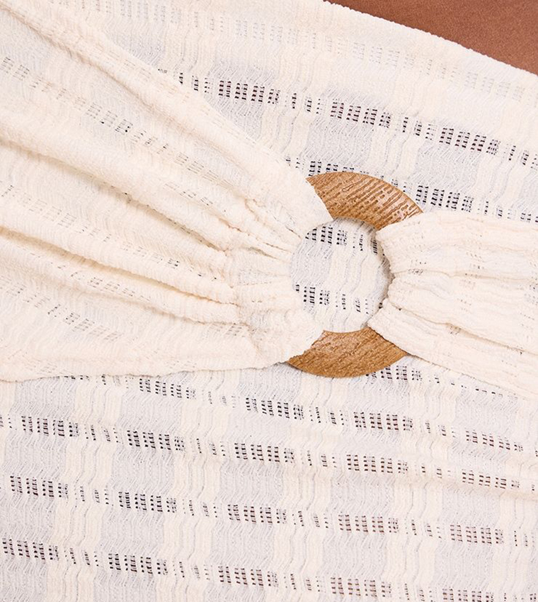 Textured Wooden Trim Maxi Skirt