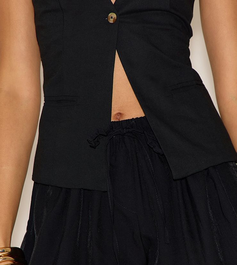 Textured Drawstring Waist Shorts