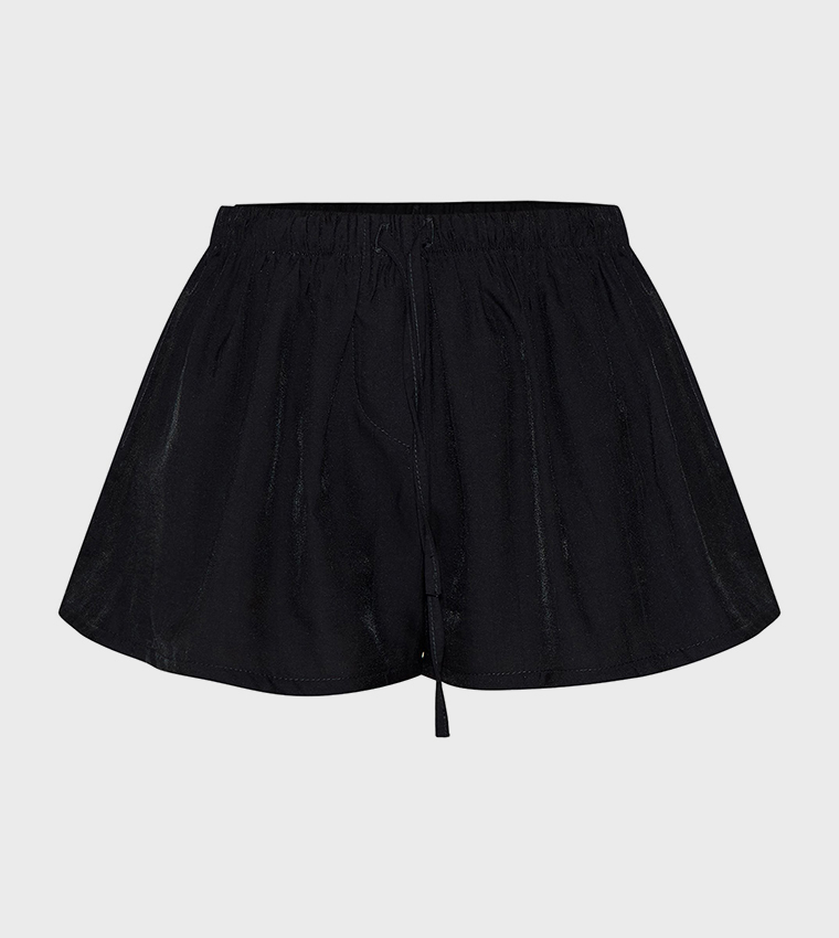 Textured Drawstring Waist Shorts