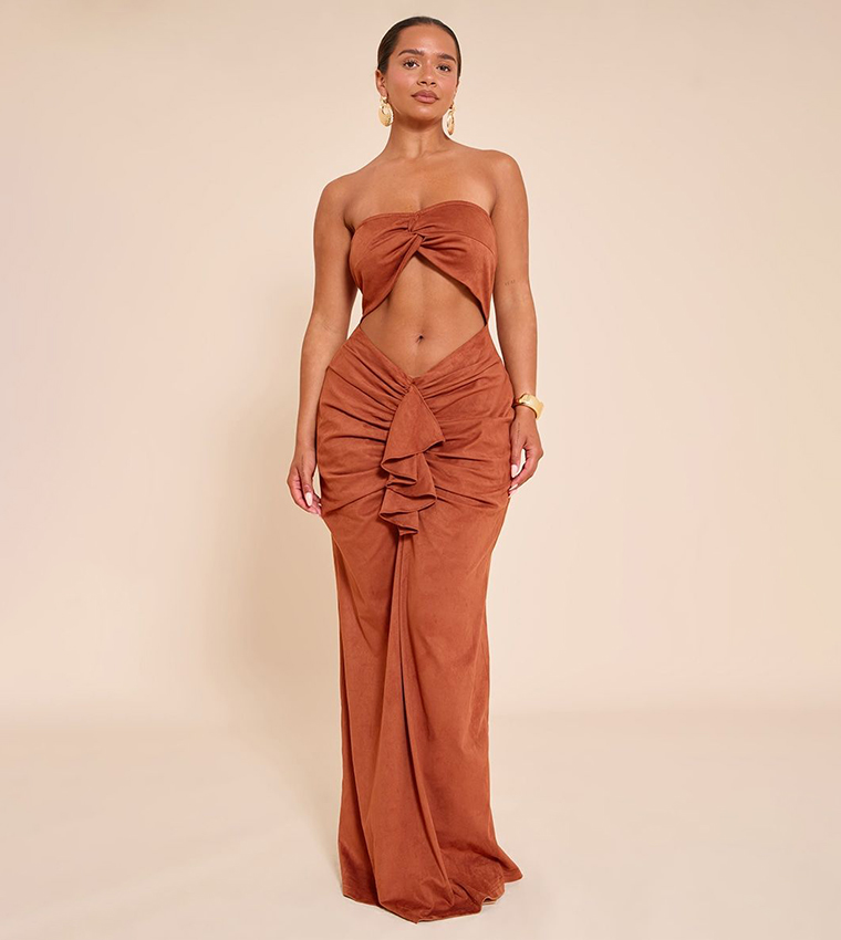 strapless open back dress Burnt Orange Bridesmaid Dresses Mermaid One Shoulder – Lisposa