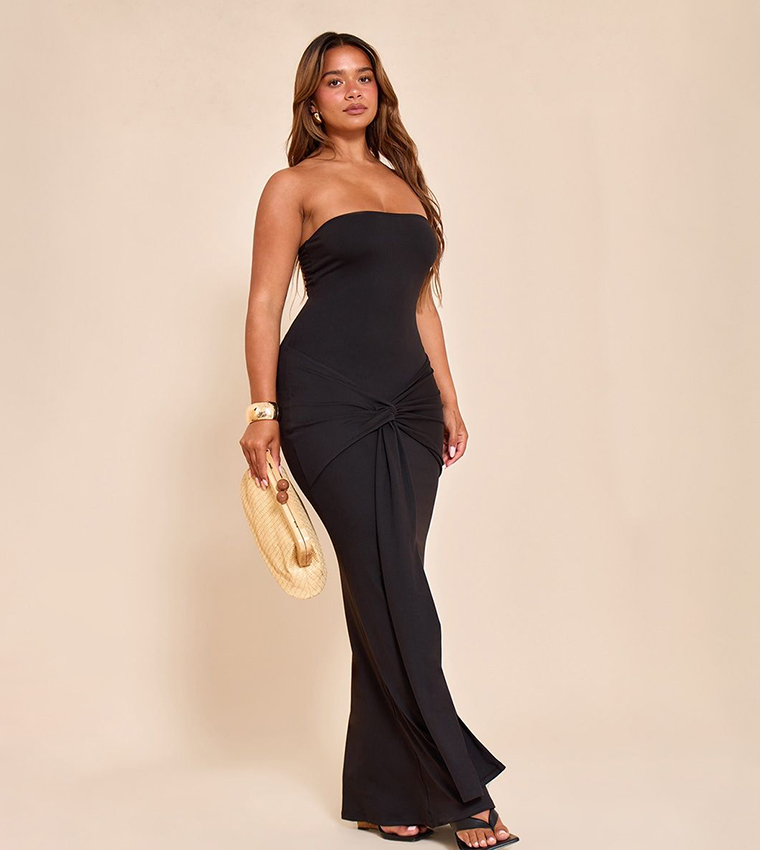Shape Sculpt Strapless Wrap Drape Maxi Dress
