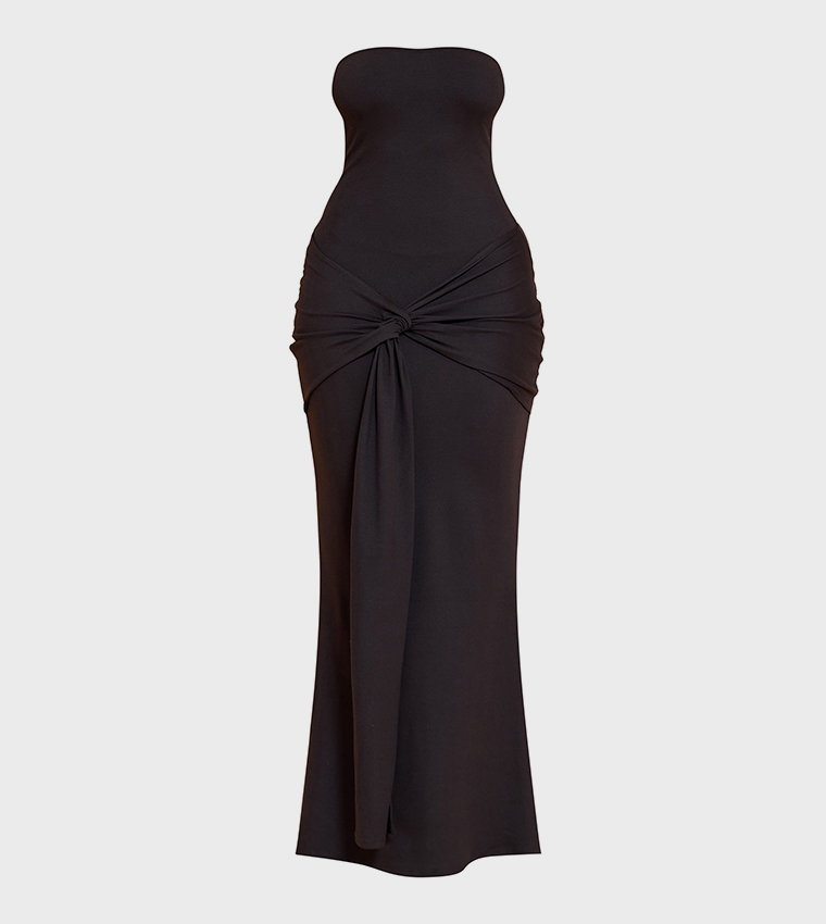 Shape Sculpt Strapless Wrap Drape Maxi Dress