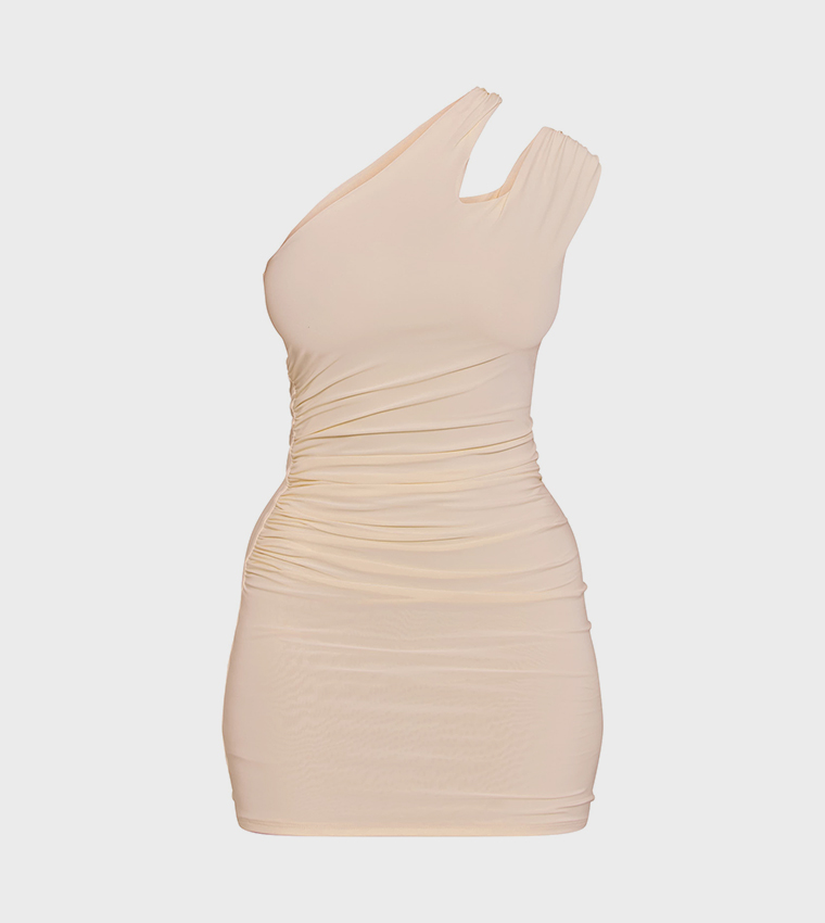 Shape Slinky One Shoulder Ruched Mini Dress