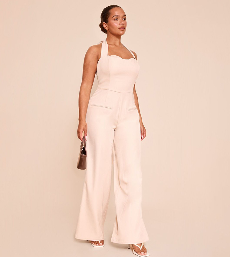 Shape Tailored Halterneck Wide Leg Jumpsuit