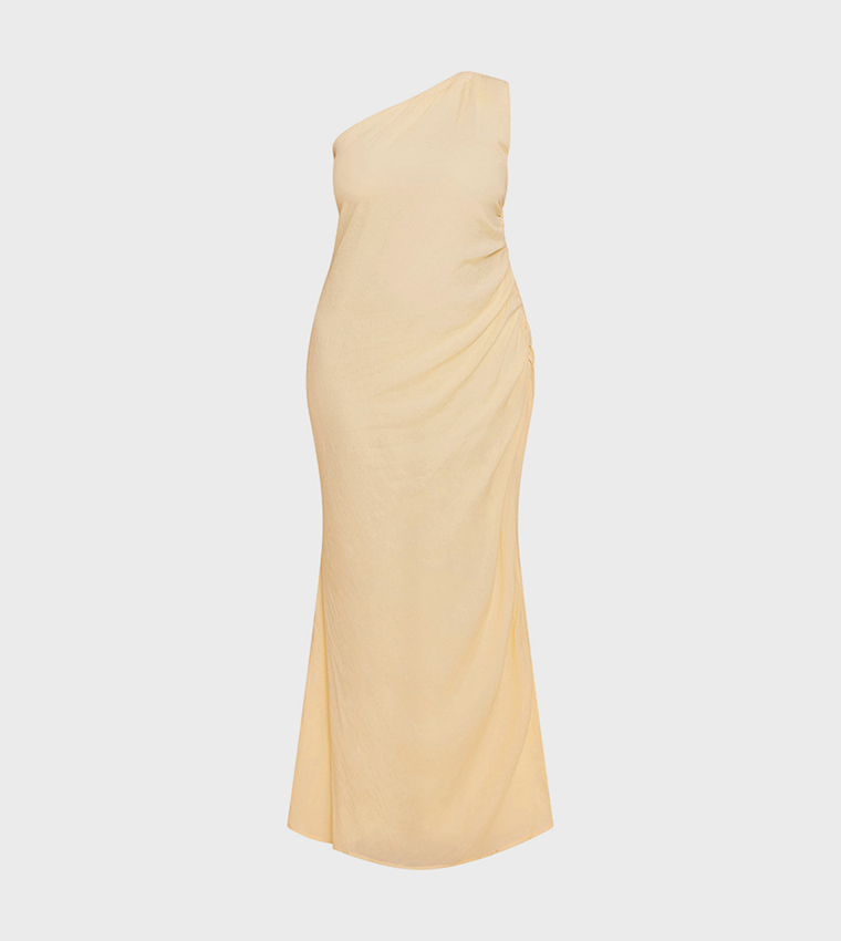 pretty little thing yellow one shoulder dress Women's Yellow Sequin One Shoulder Strappy Bodycon Dress