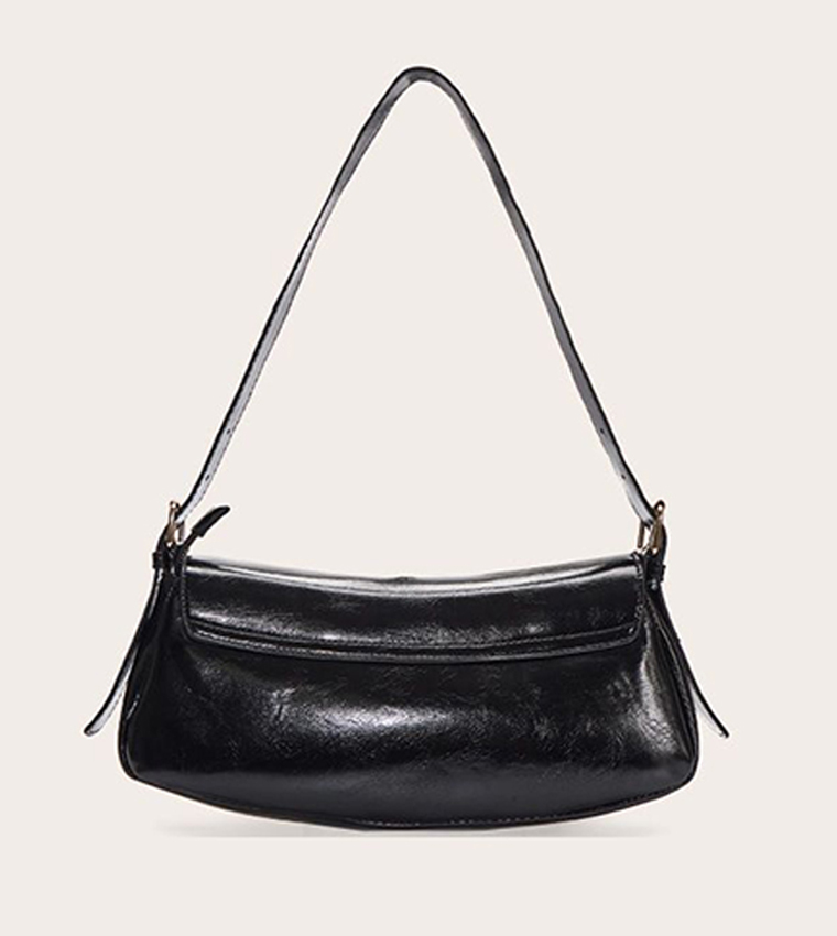 Crinkle PU Buckle Shoulder Bag